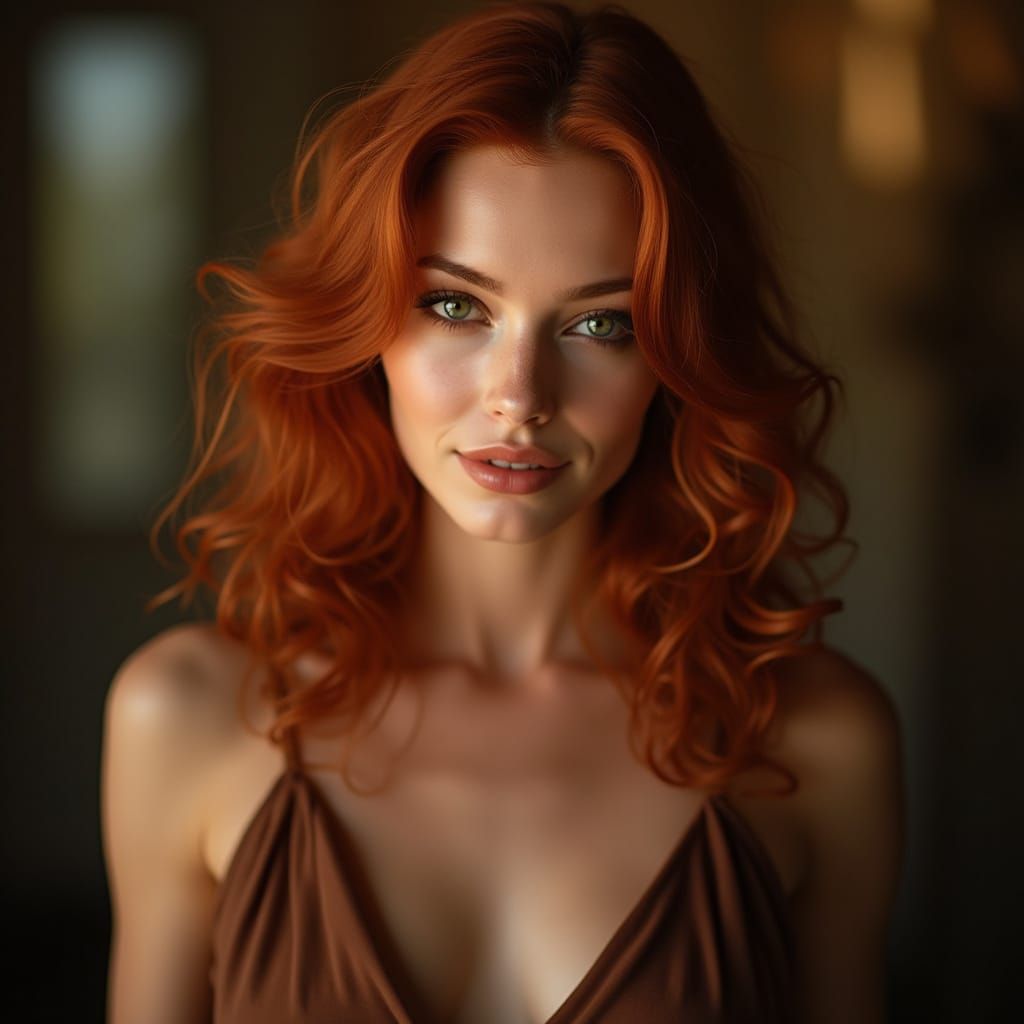 Sensual Portrait of a Red-Haired Woman