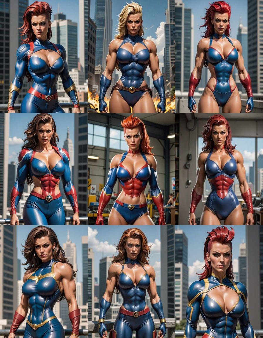 Muscular superheroine.
