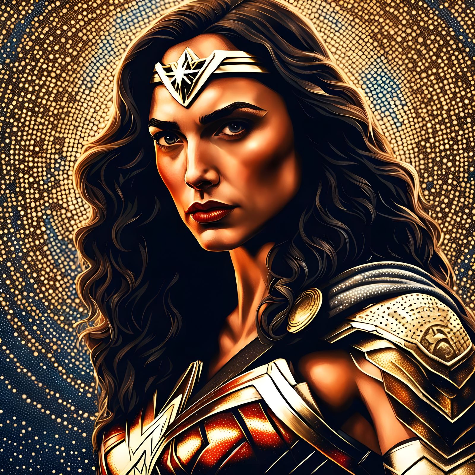Pop Art Wonder Woman in Seurat's Masterful Impressionism Sty...