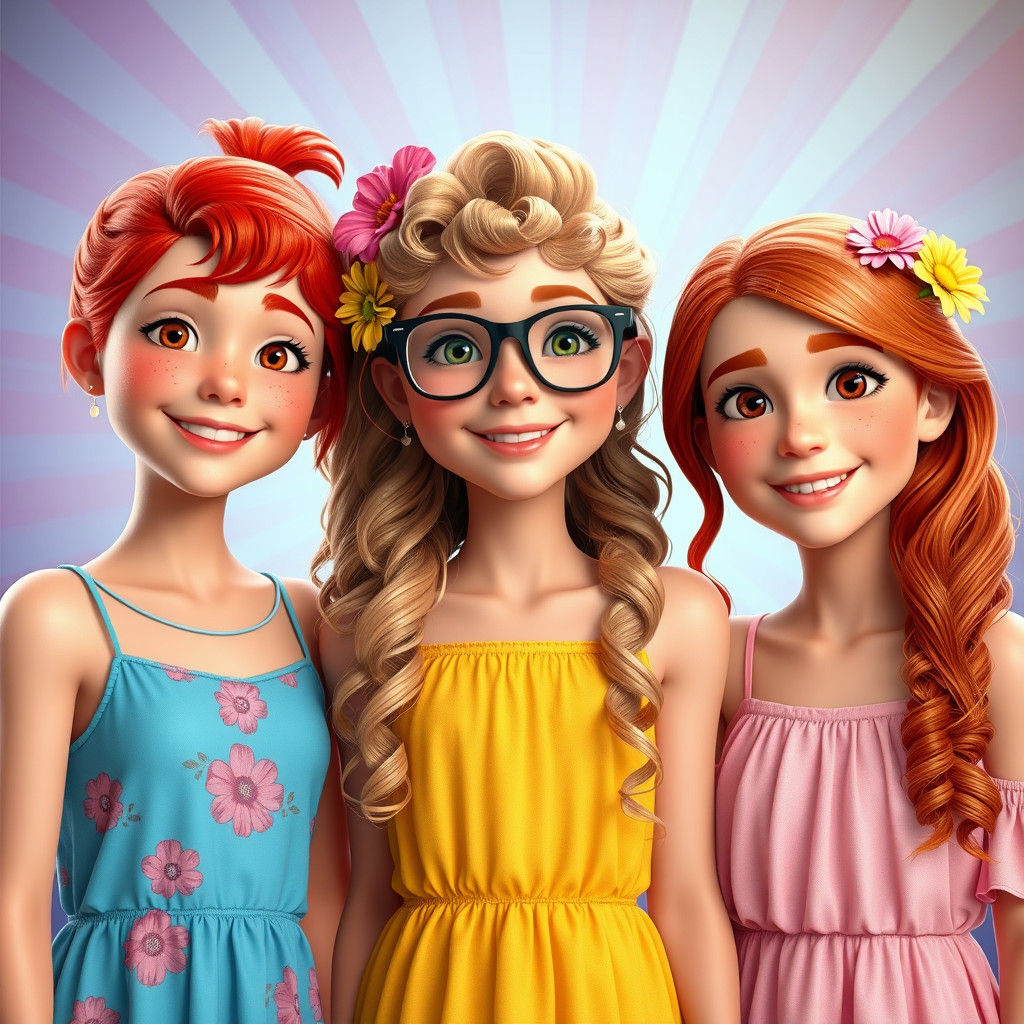 Best Friends in a Whimsical 3D Rendered Scene