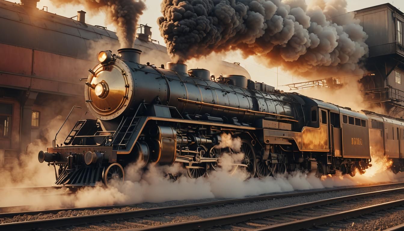 Crear una imagen de una locomotora antigua fusionándose con ...