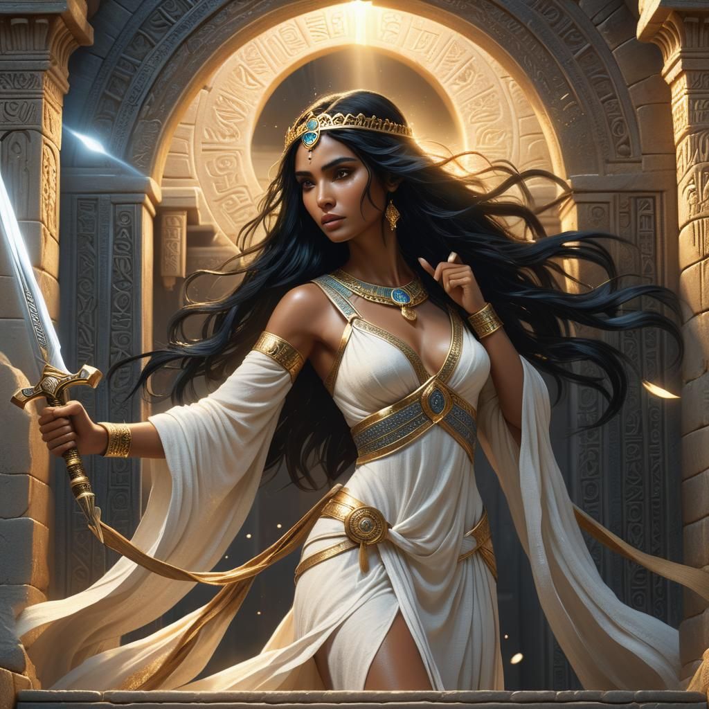 Babylonian Goddess Steps Through Mystical Doorway