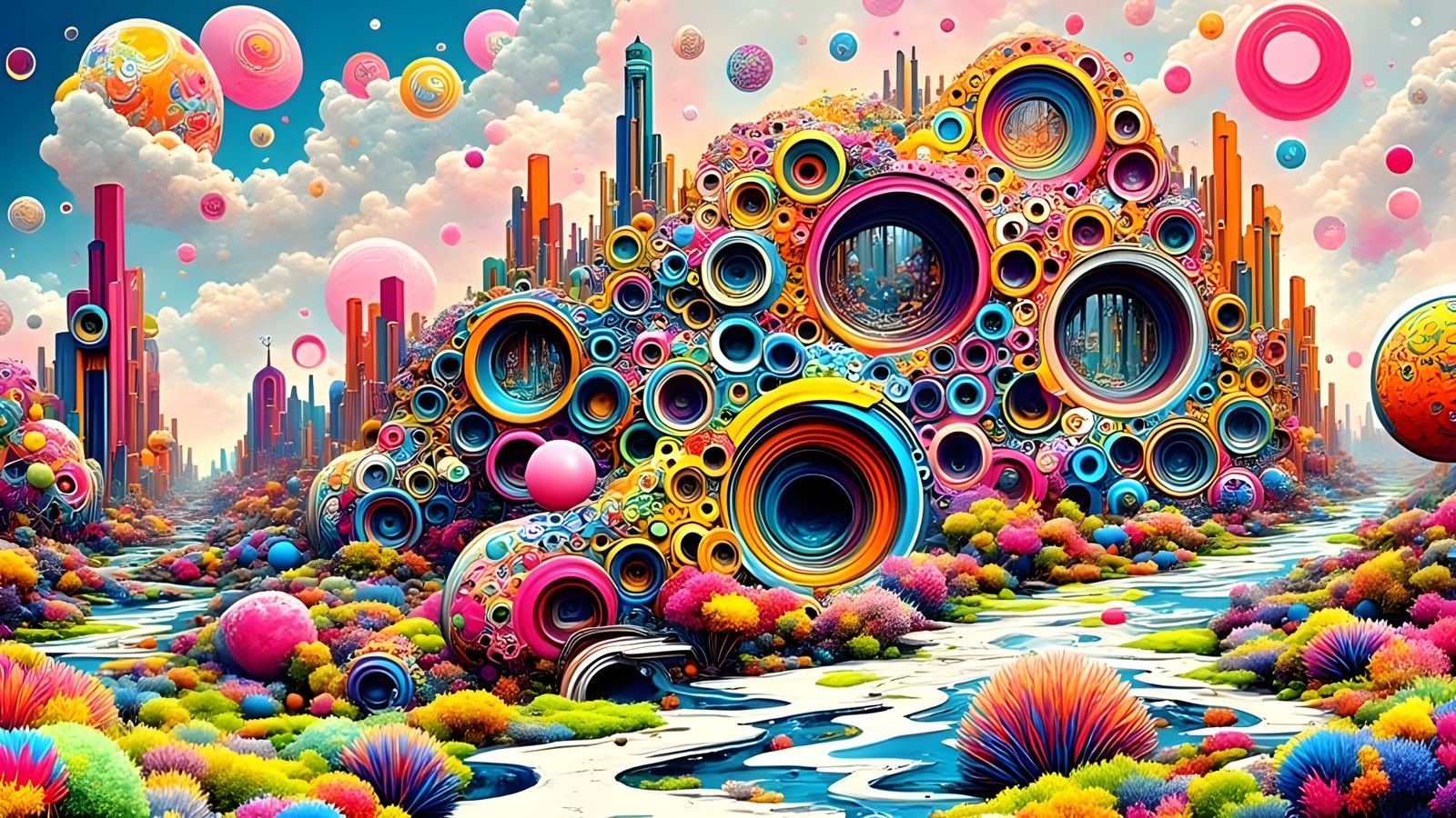 Kaleidoscopic Garden with Winding River, by Murakami