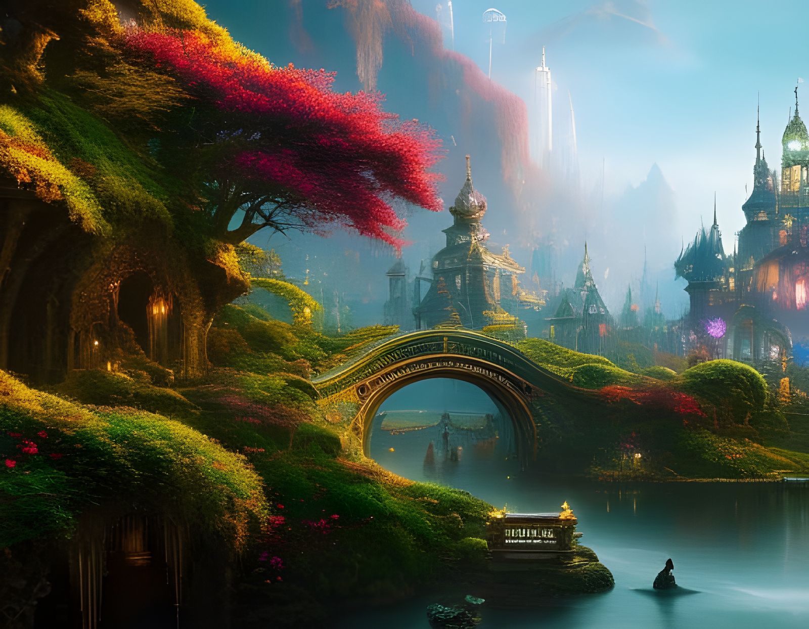 Wonderland Landscape with Chess and Foliage