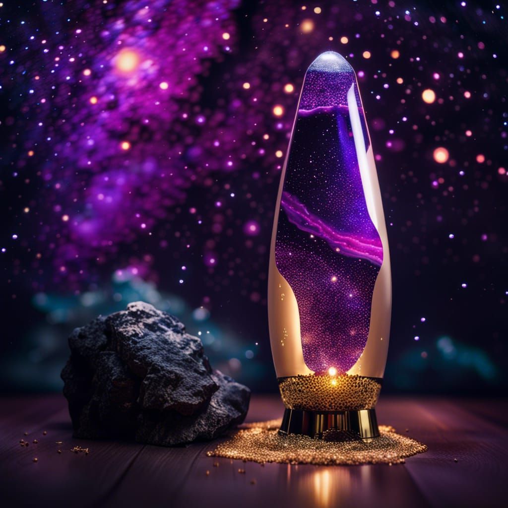 Purple and Gold Lava Lamp in Space