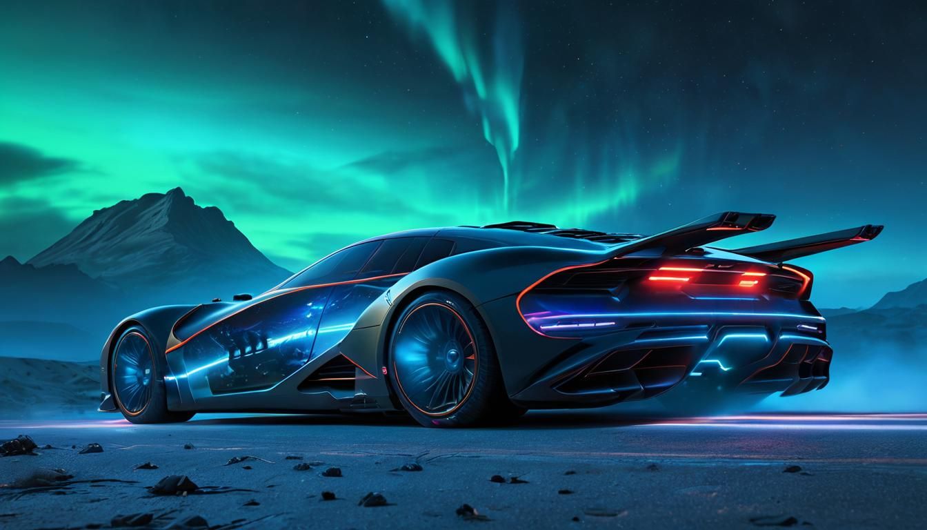 Futuristic Car with Alien Details in Hyperrealistic Style
