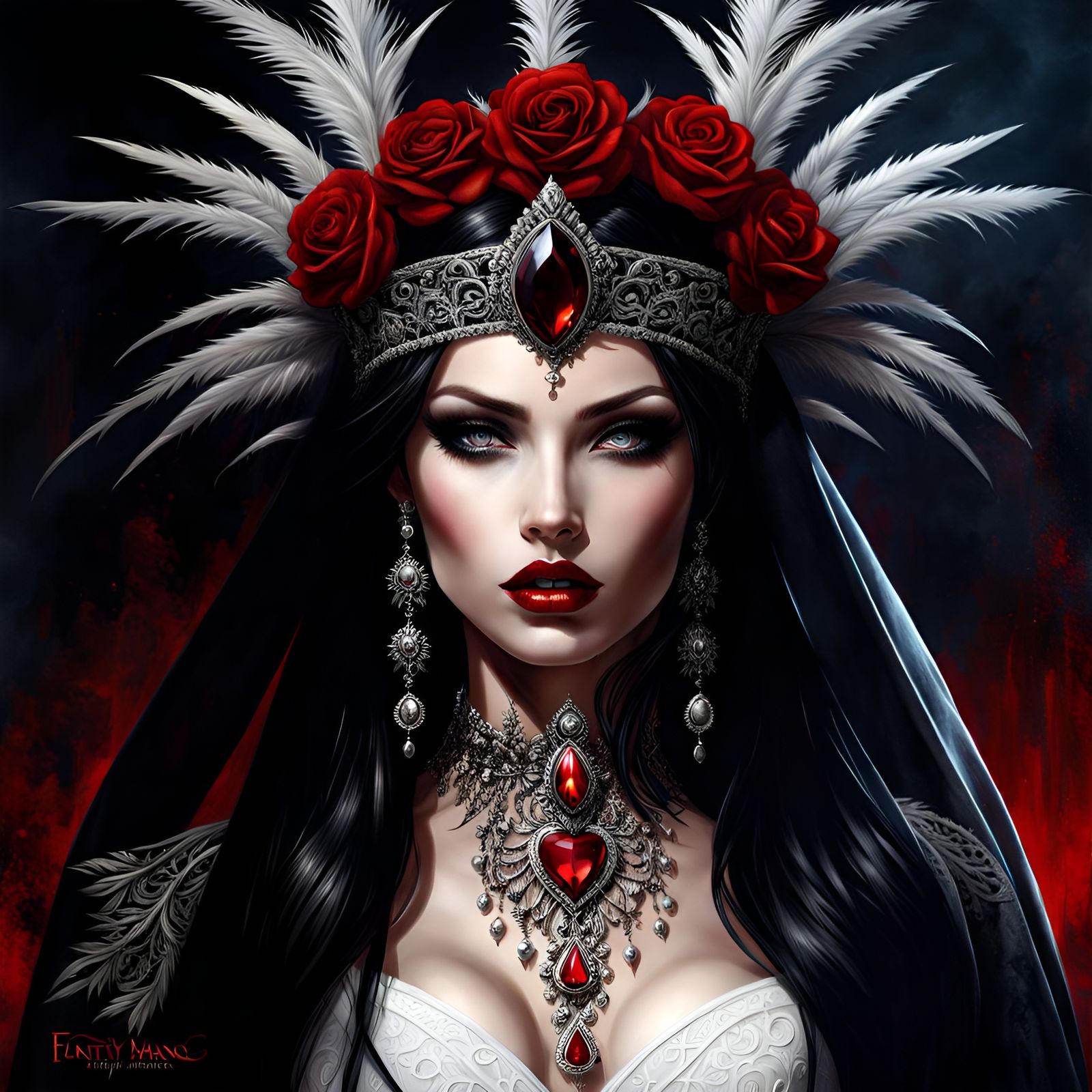 Gothic Vampire Bride in Dark Fantasy Style