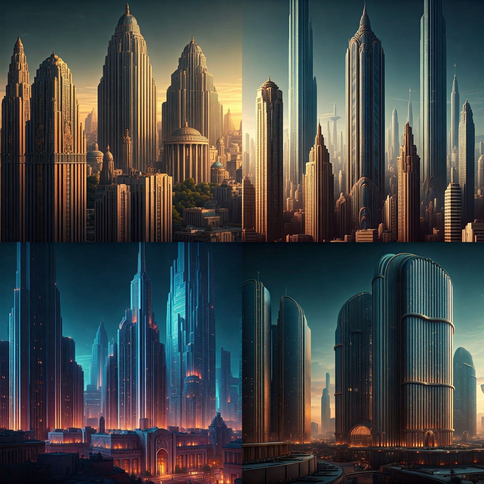 Athens Skyline: 1930s Art Deco Fantasy