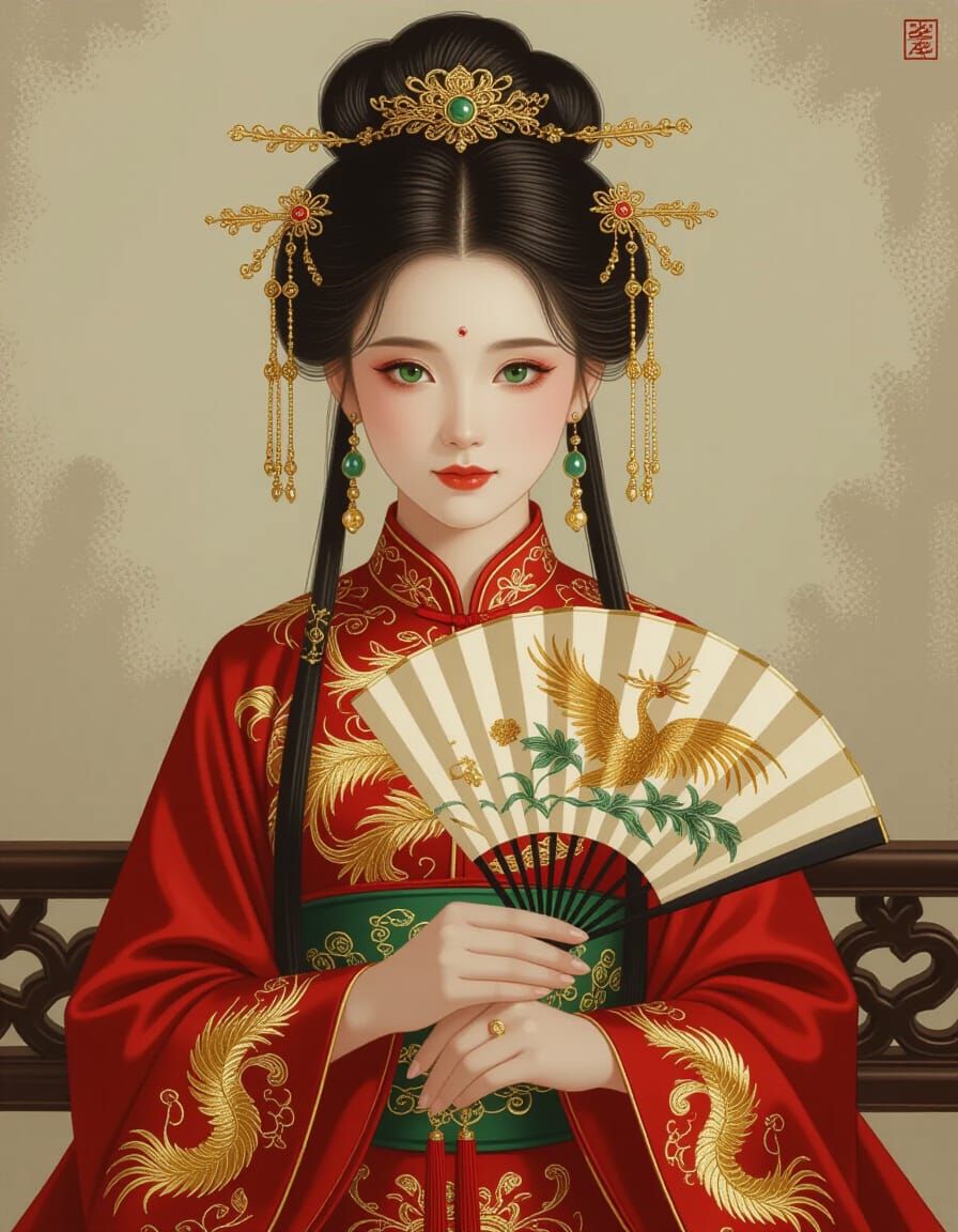 Girl in Ming Gown: A Gongbi Painting