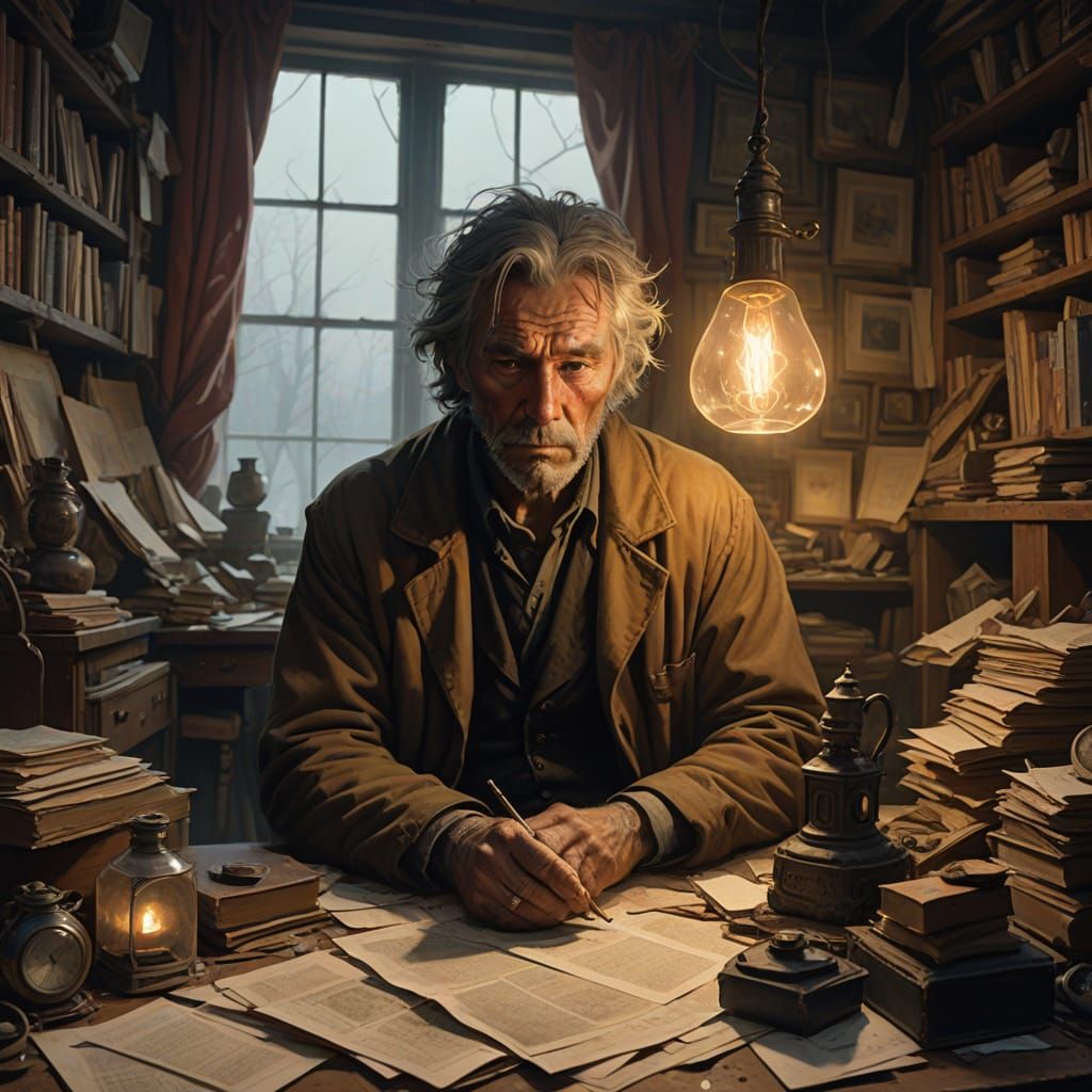 Wisdom-Weathered Thinker in Fiery Passion