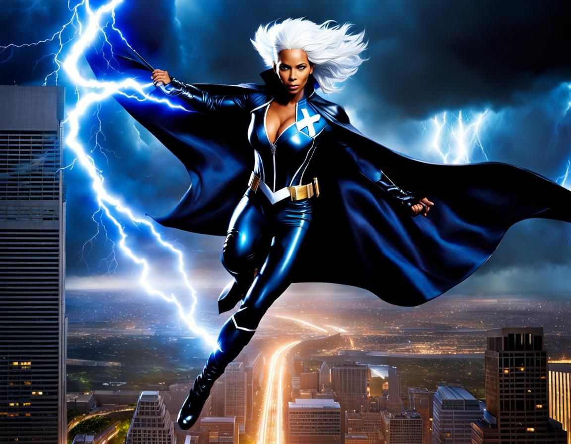 Storm of the X-Men Flies High in Rainstorm