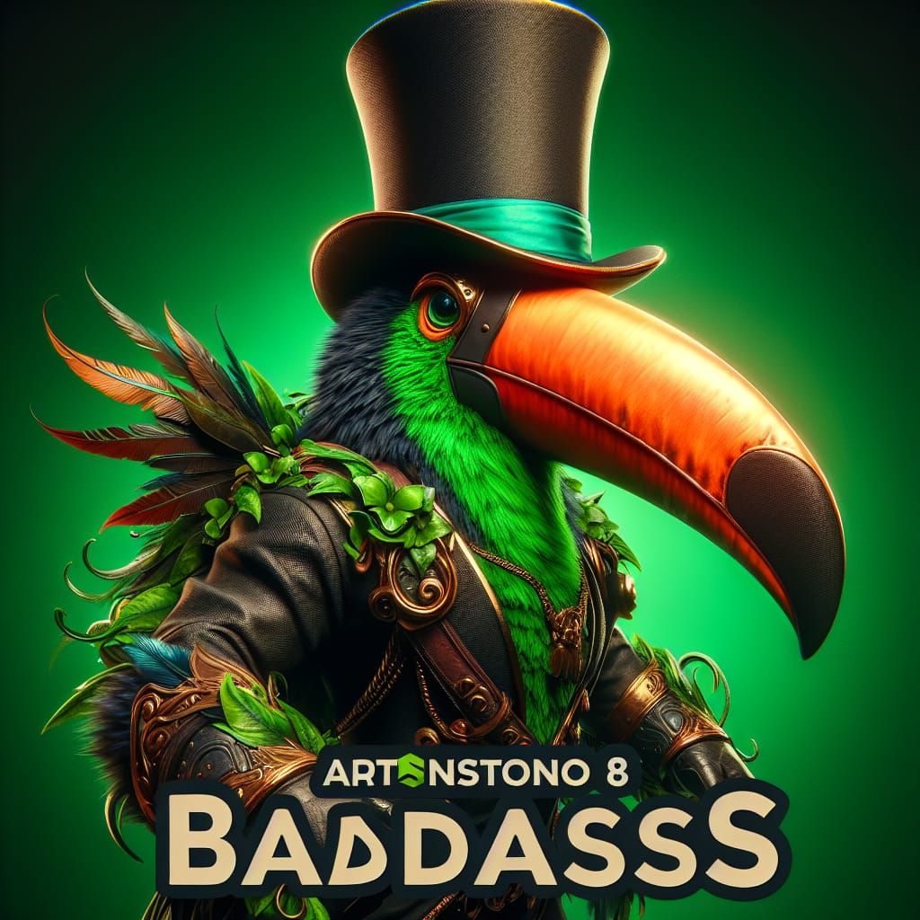 Badass Toucan Mascot with Top Hat