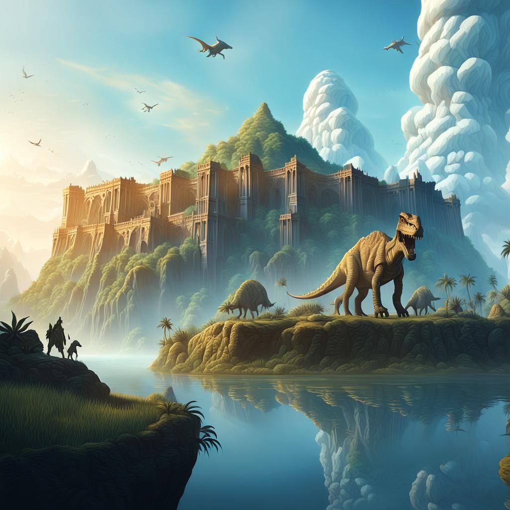 Dinosaurs and Ancient Civilizations in Primeval Landscapes
