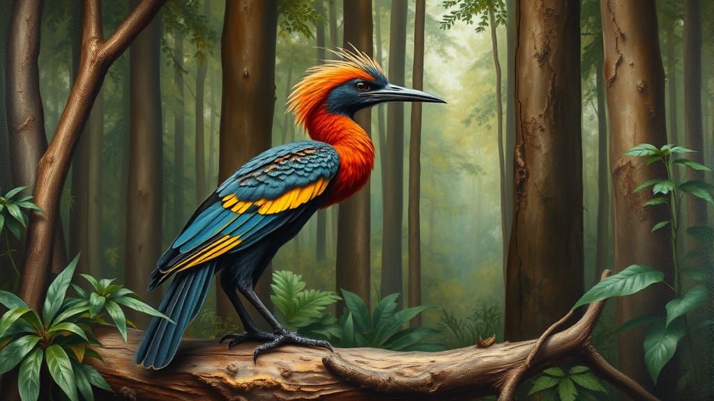 Vibrant Caudipteryx in Forest Glory