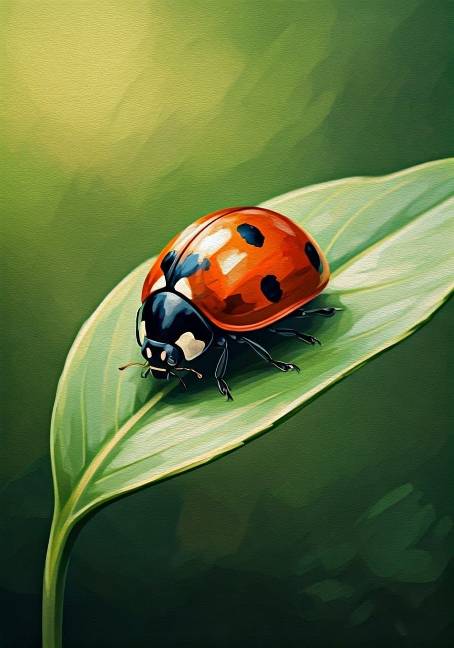 Ladybug in Dreamy Oil Paint Style