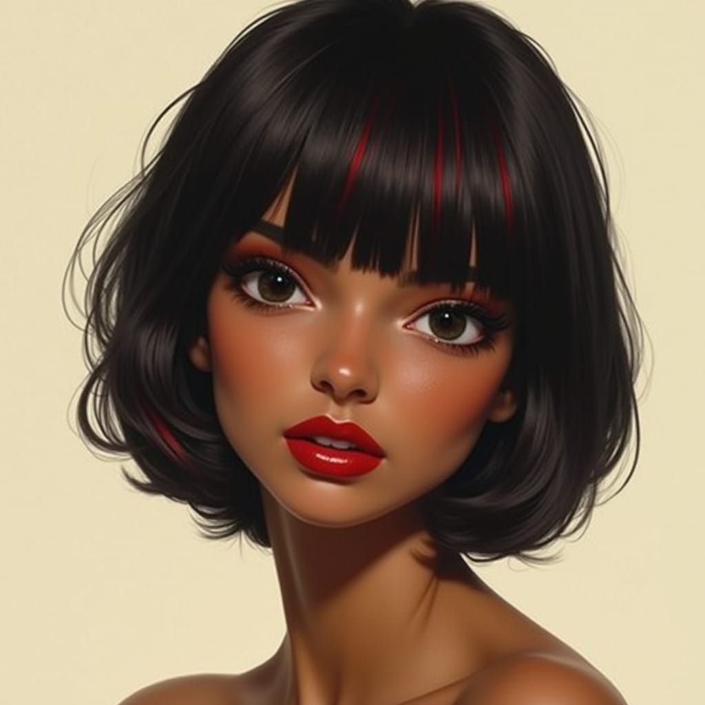 Elegant Woman with Crimson Highlights in a Soft Portrait