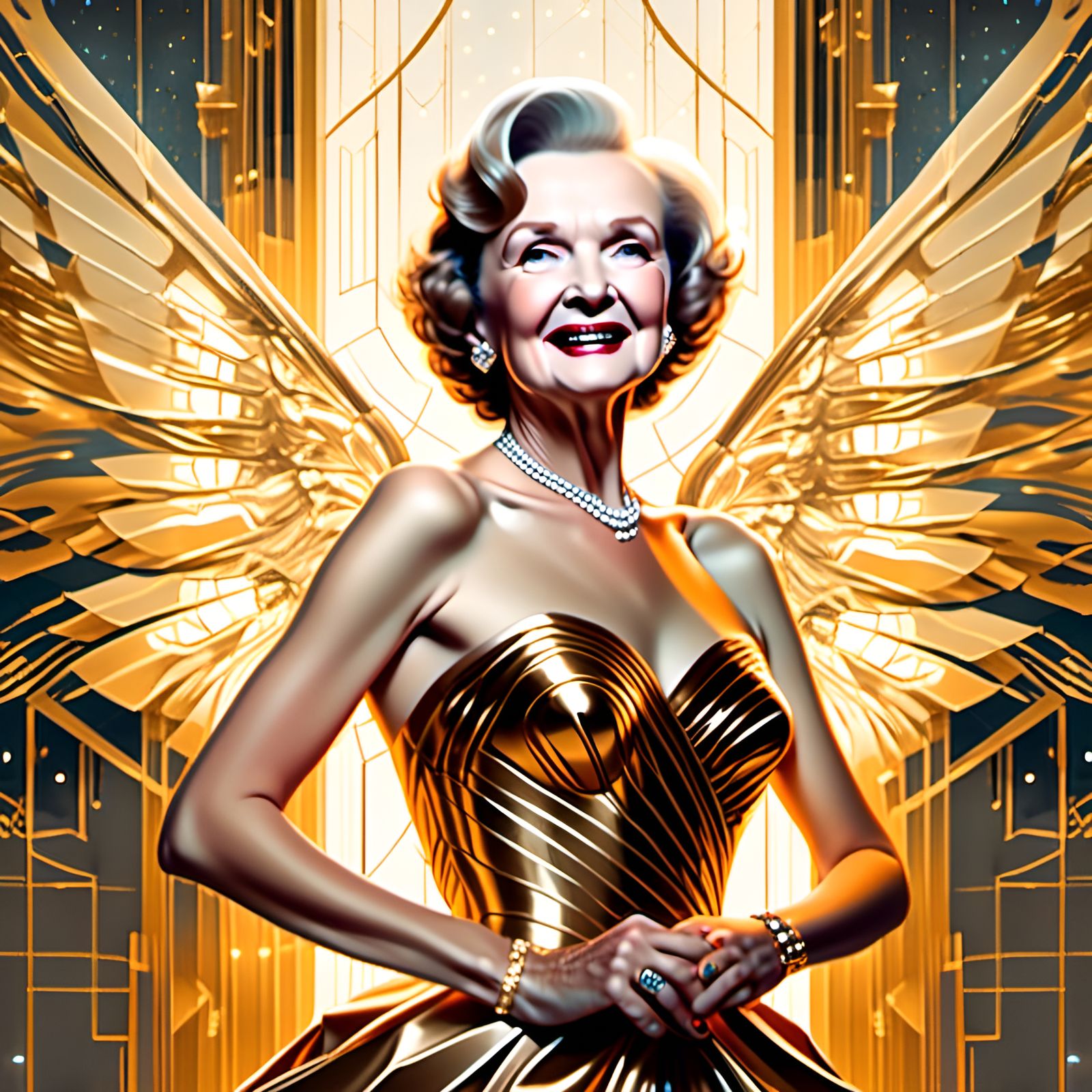 Betty White in Gold Gown, Digital Portrait