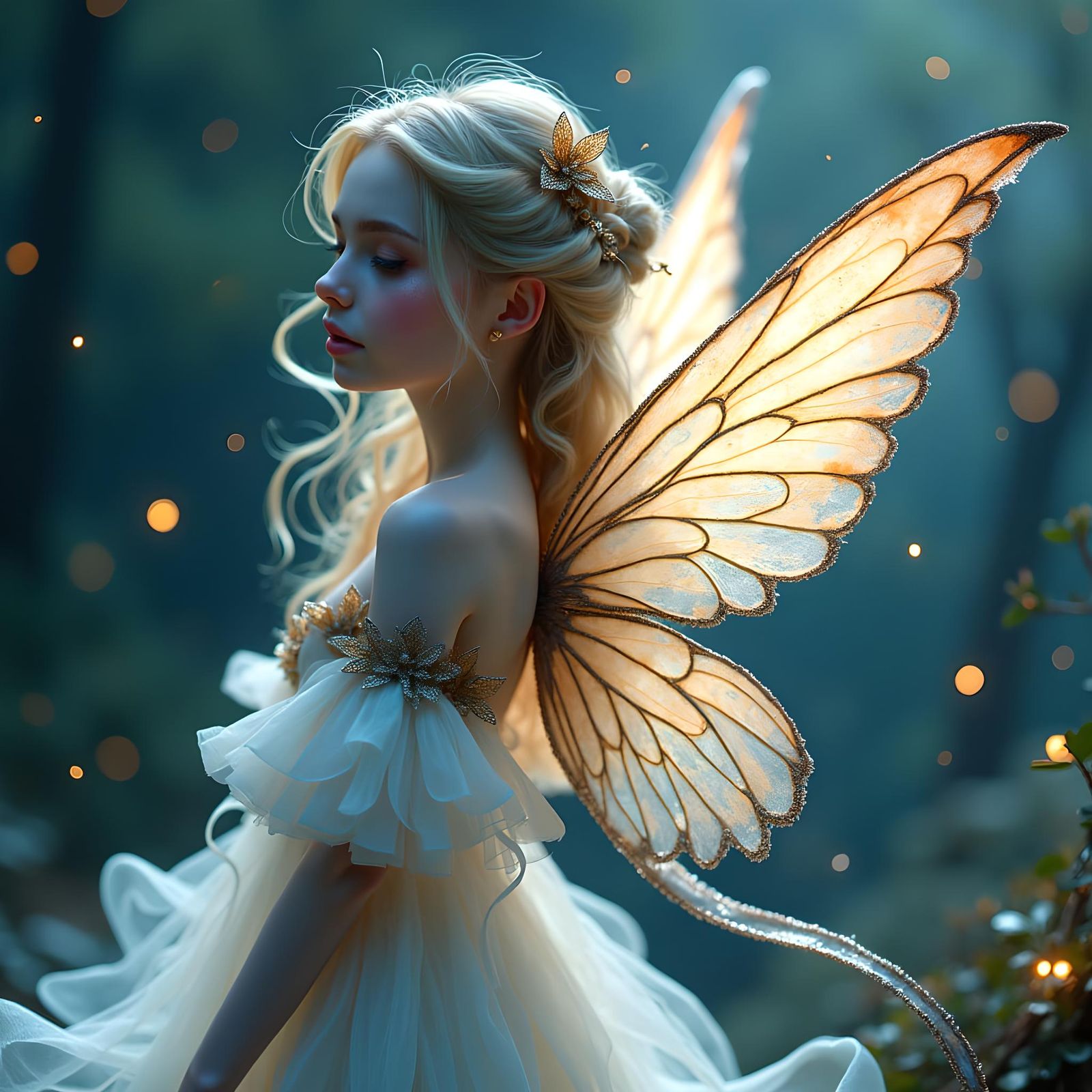 Feathered Fairy with Flowing Ink Ribbons