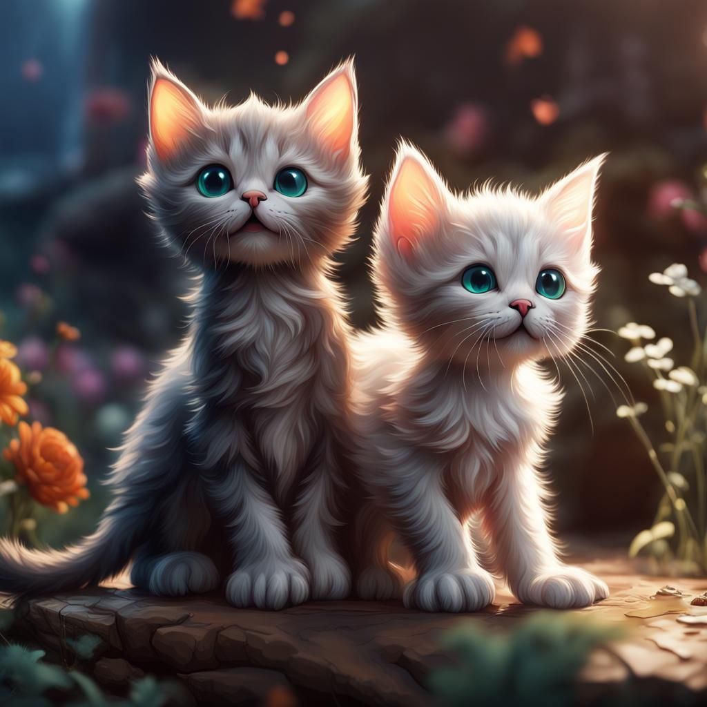 Fantastical Kittens in Detailed Digital Painting