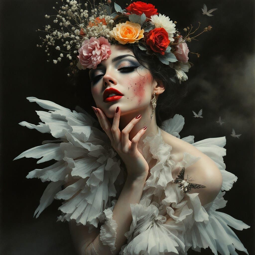 Ethereal French Can-Can Dancer in a Distorted Reality