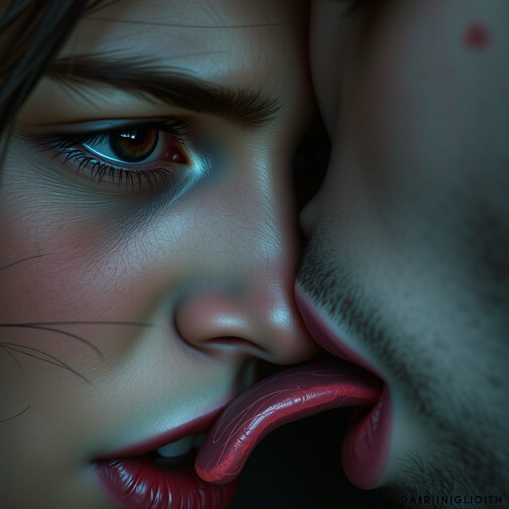 Intense, Stylized Portrait of Tongue Fascination