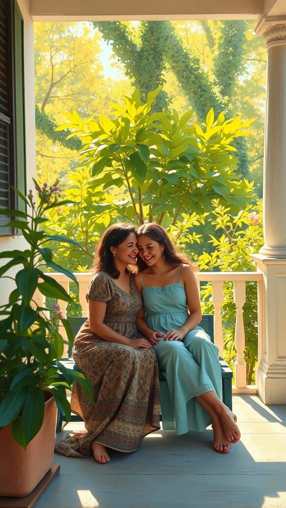 Impressionistic Portrait on a Sunny Porch