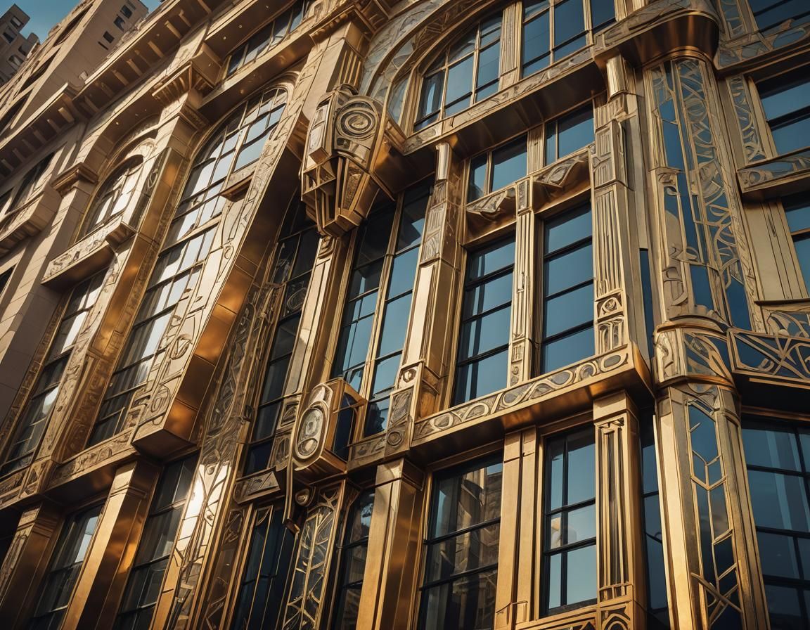 Art Deco Building with Golden Accents