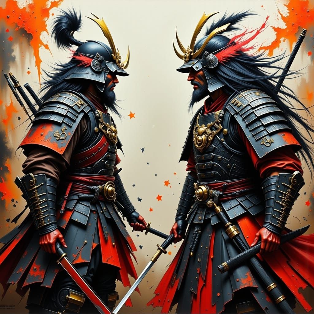 Samurai Battle: Dynamic Japanese Art