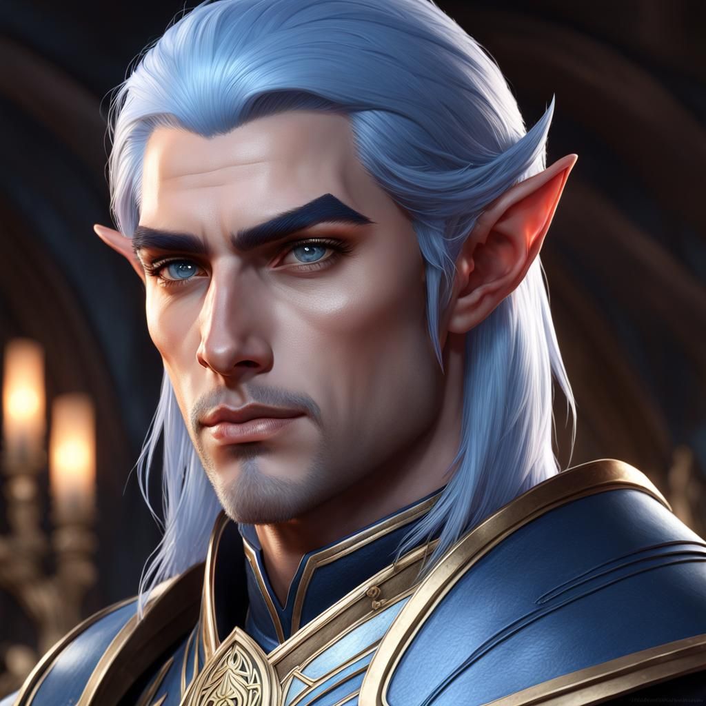 Eladrin Elf Barbarian Portrait in Hyperdetailed Style