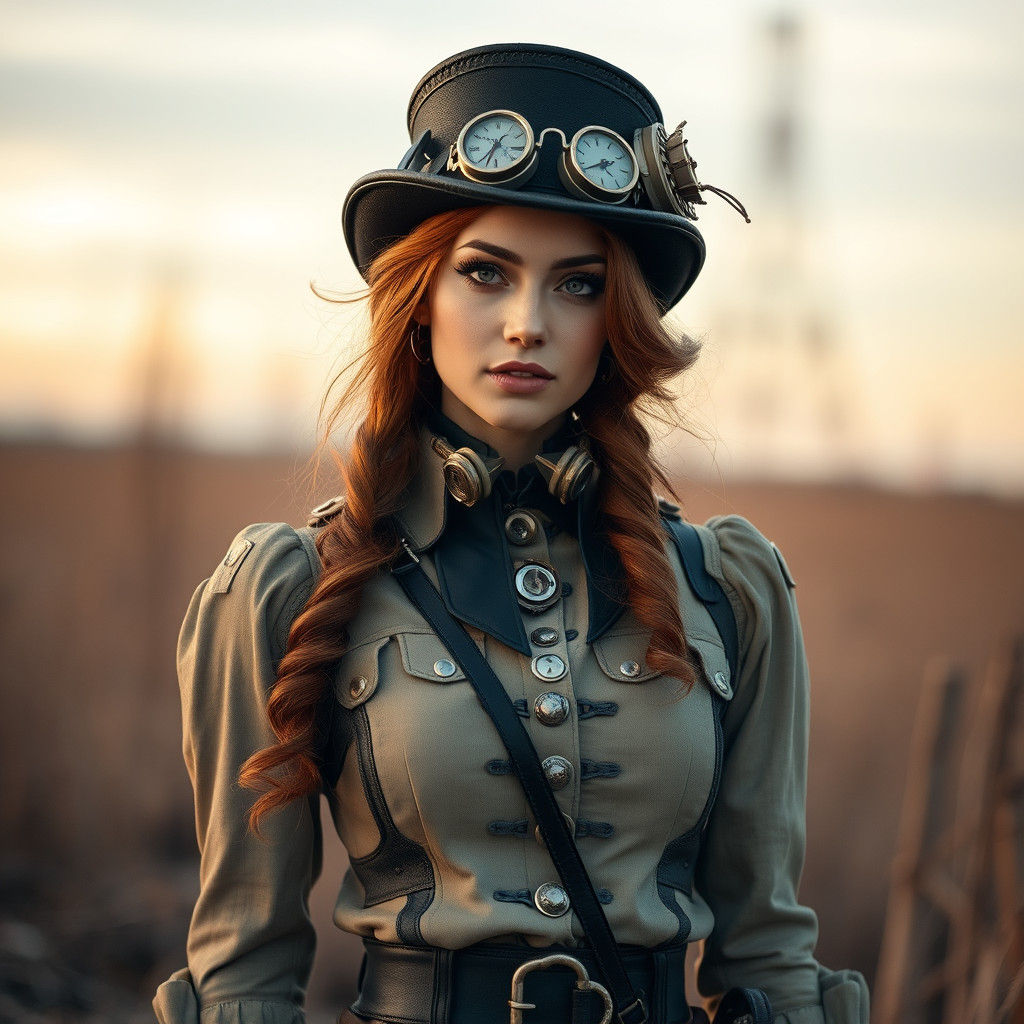 Steampunk Woman with Mechanical Details