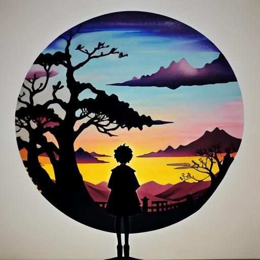 Anime Silhouette with Mail Draping
