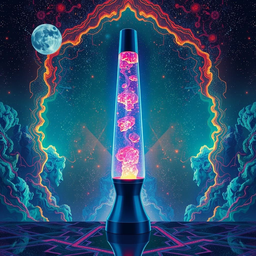 Surreal Cosmic Lava Lamp in Vibrant Mixed Media