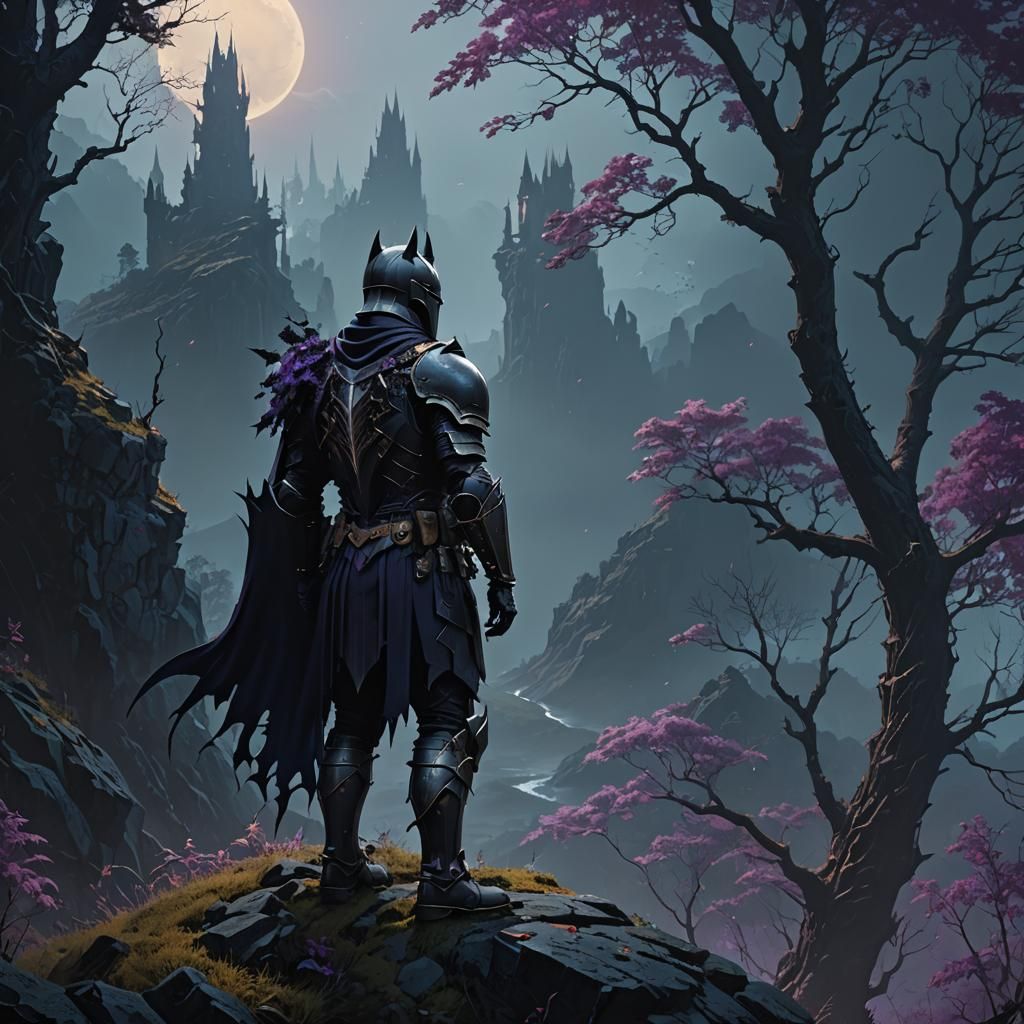 Dark Knight in Mystical Forest Concept Art