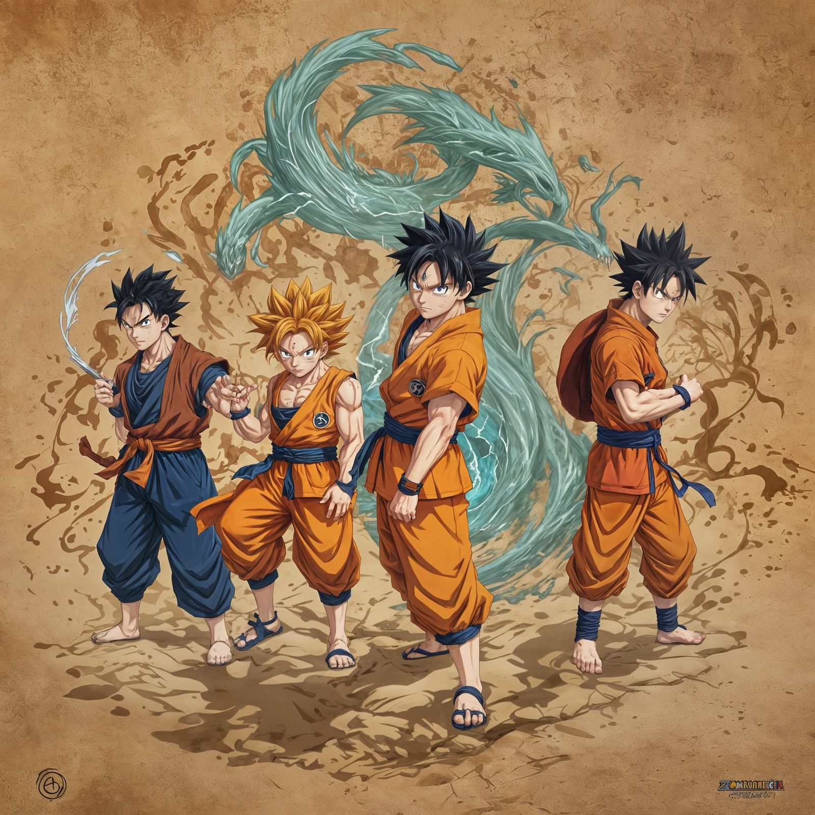 Anime Super Saiyan Mashup: Naruto, Goku, One Piece