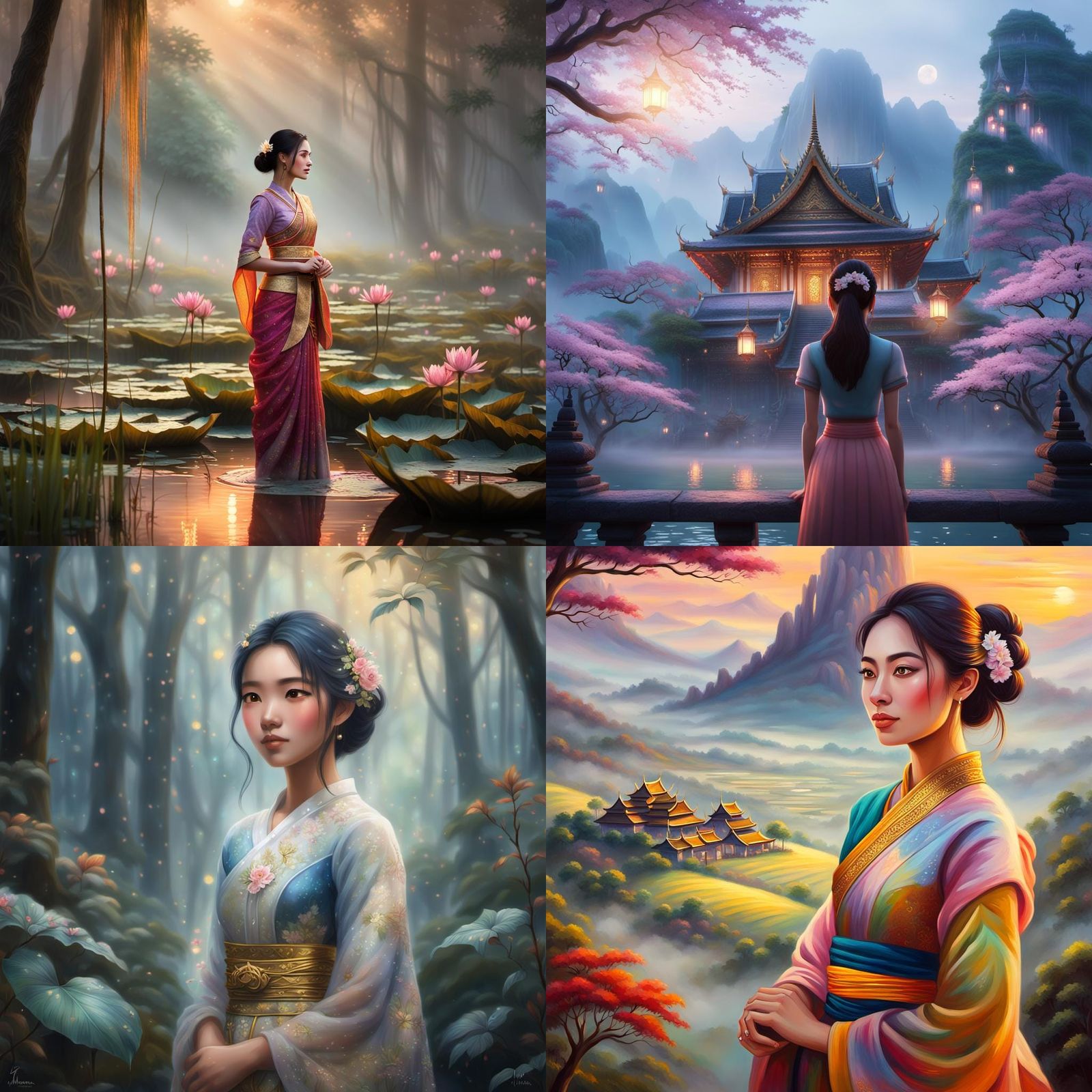 Cute Animated Girl in Beautiful Thailand