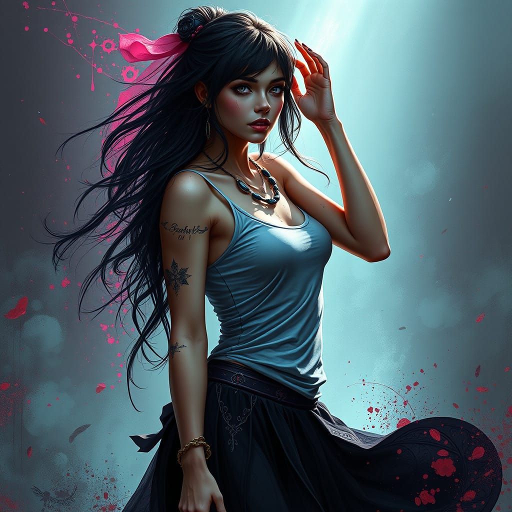 Gothic Woman Creates Portrait for Friend's Artistic Mileston...