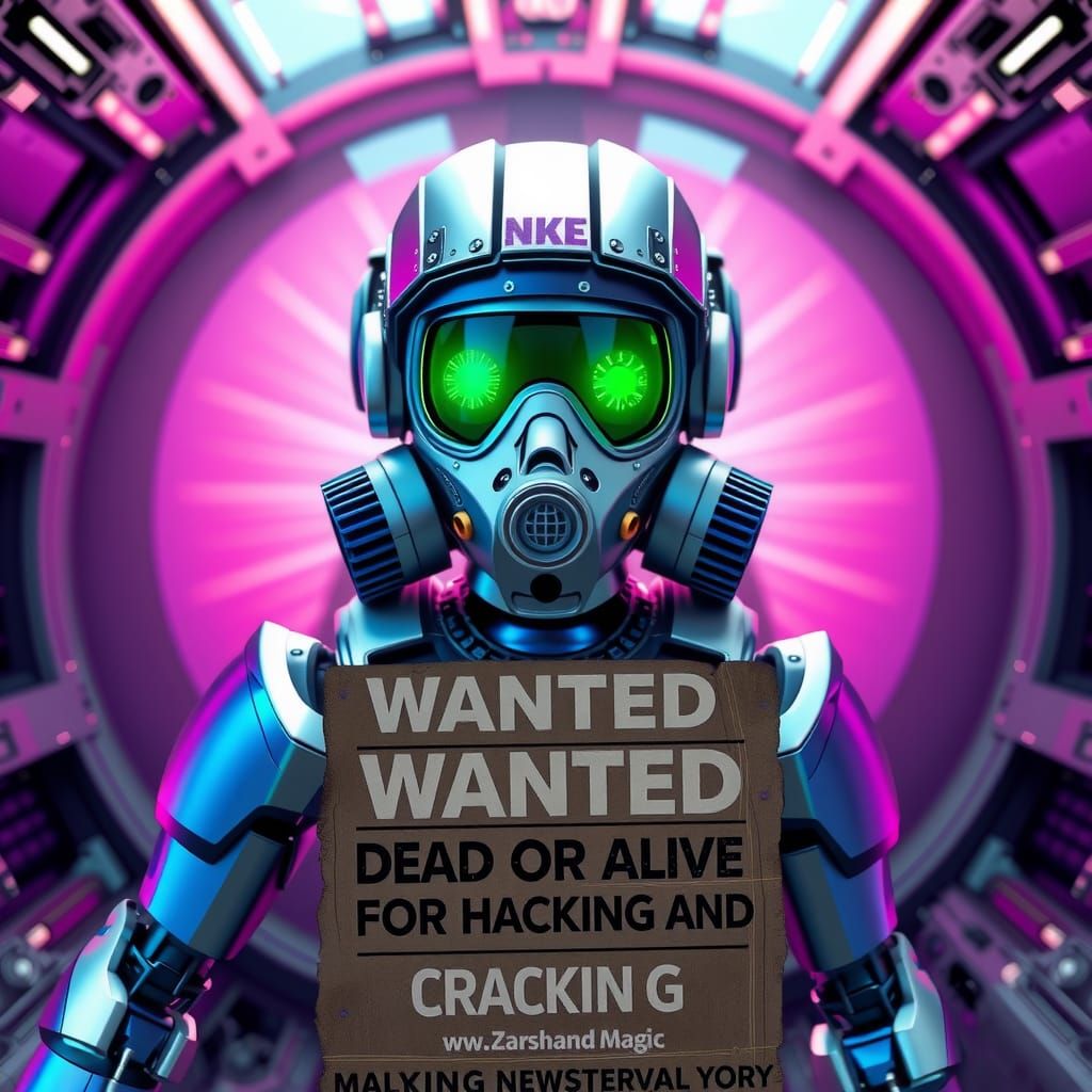 Robot Fugitive in Metallic Blues: 3D Render