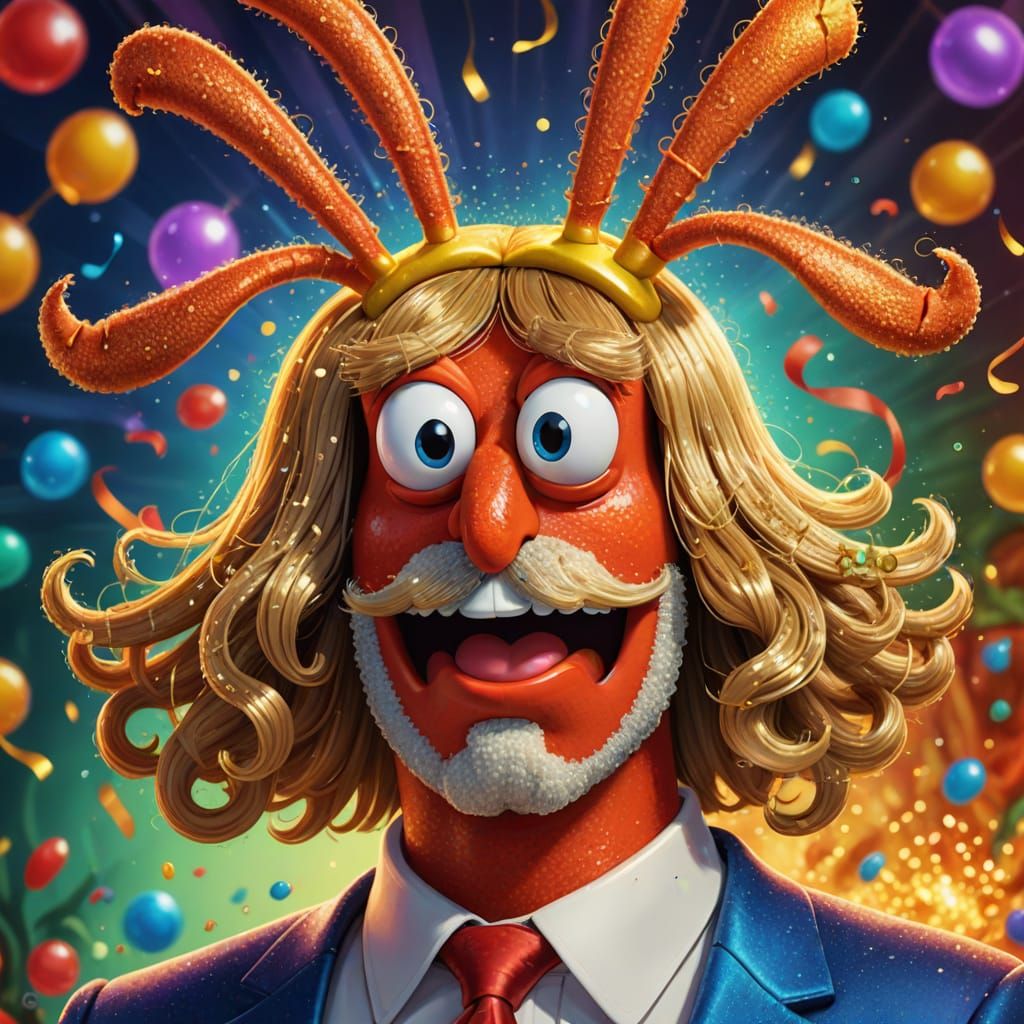 Mr. Krabs Dons a Flamboyant Wig