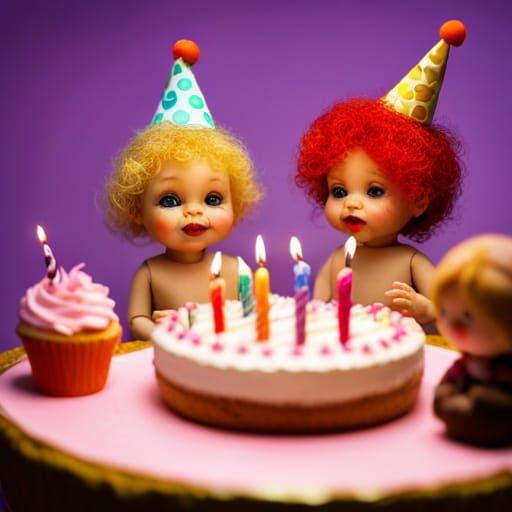 Whimsical Baby Dolls' Birthday Party Diorama