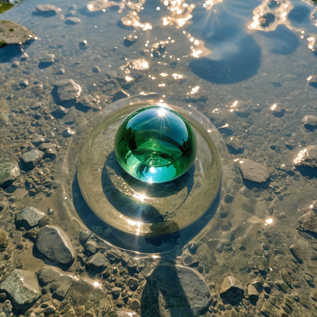 Radiant Stone Orb Bathed in Heavenly Light