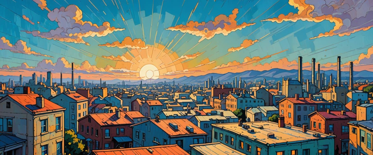 Industrial District in Comic Book Style