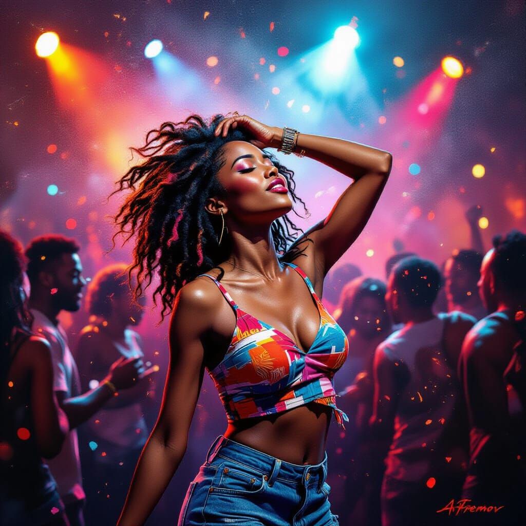 Nairobi Nightclub Dance Floor in Leonid Afremov Style