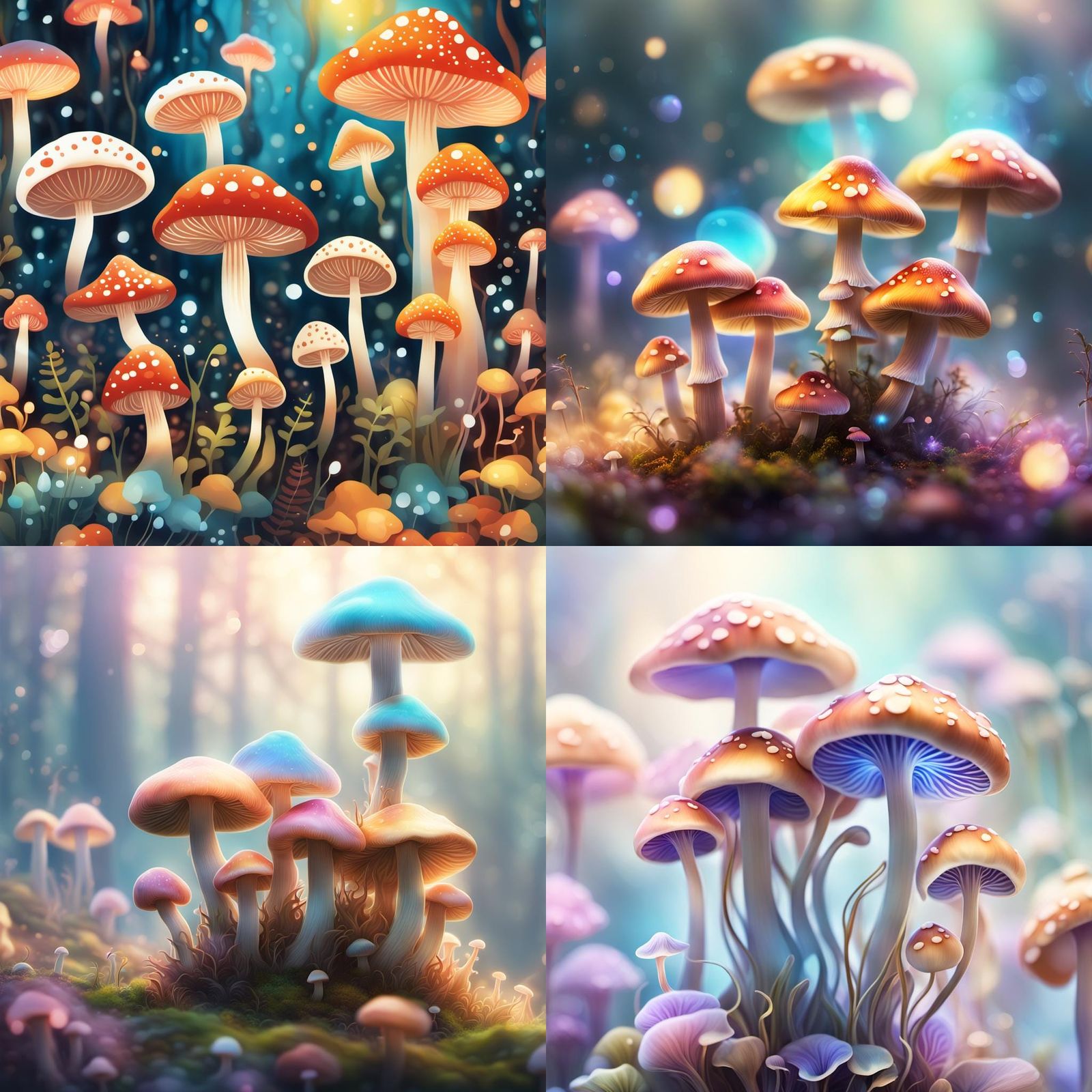 Floating Mushrooms in Air: A Whimsical Scene