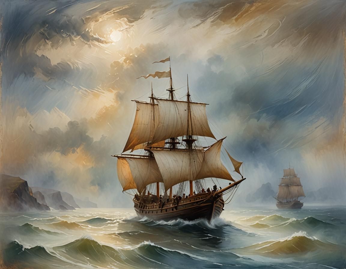 Dreamy Viking Ship on Irish Coast in Impressionist Style