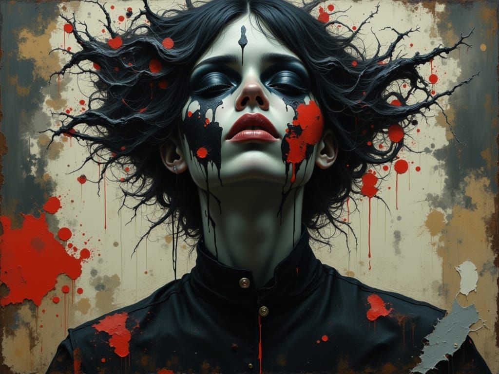 Intense Portrait of Dark Mood Concept Art