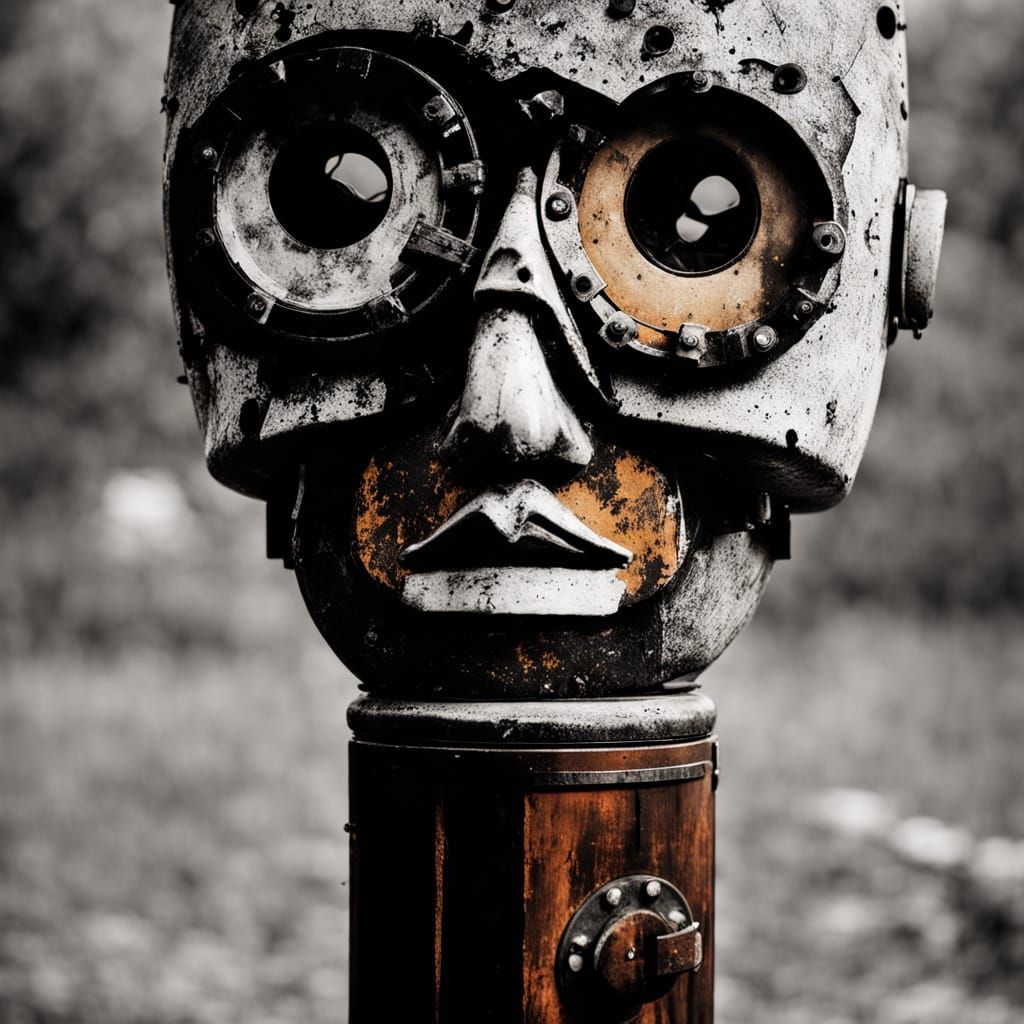 Moody Closeup of Decaying Ventriloquist Dummy in Foggy Indus...