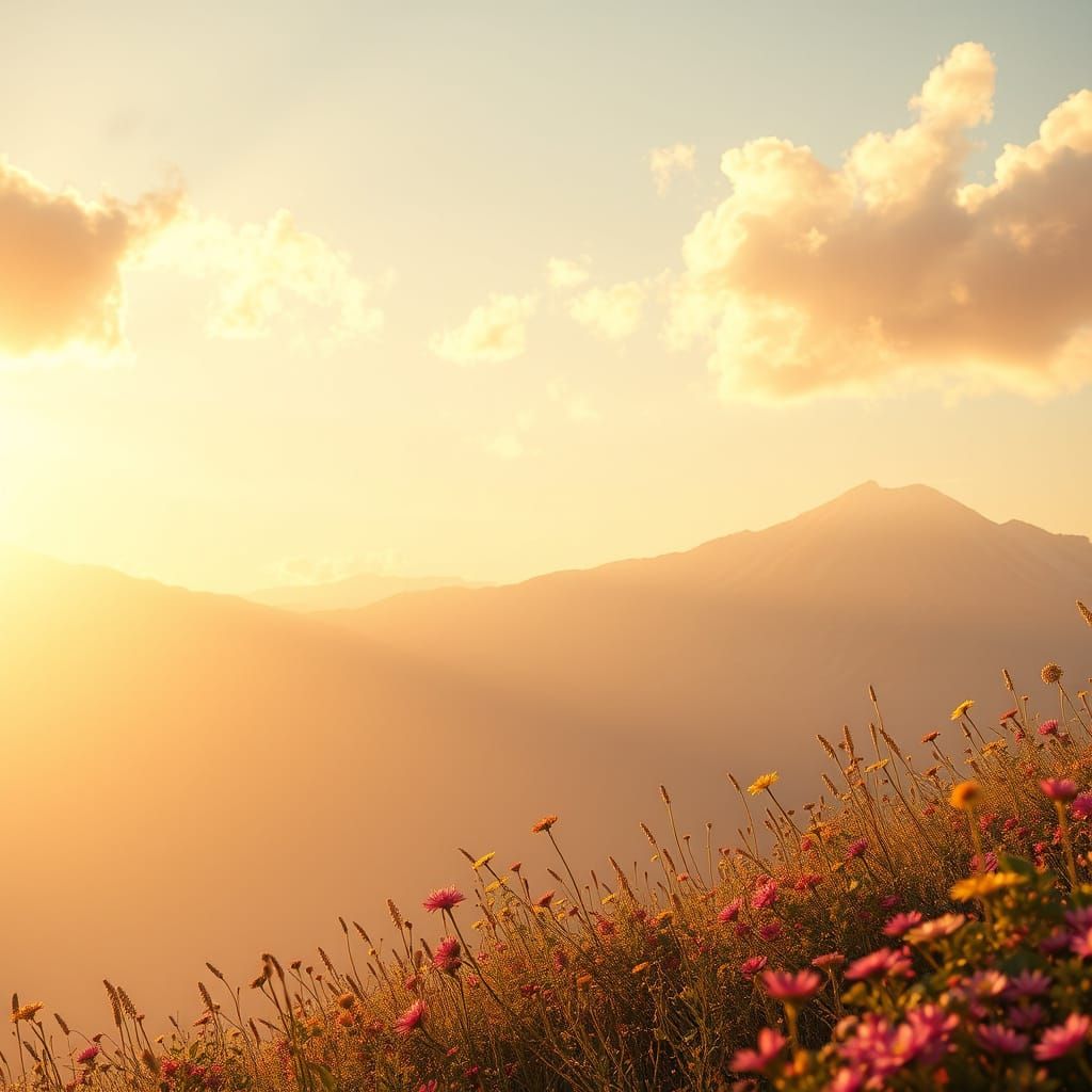 Serene Golden Light Amidst Majestic Mountains