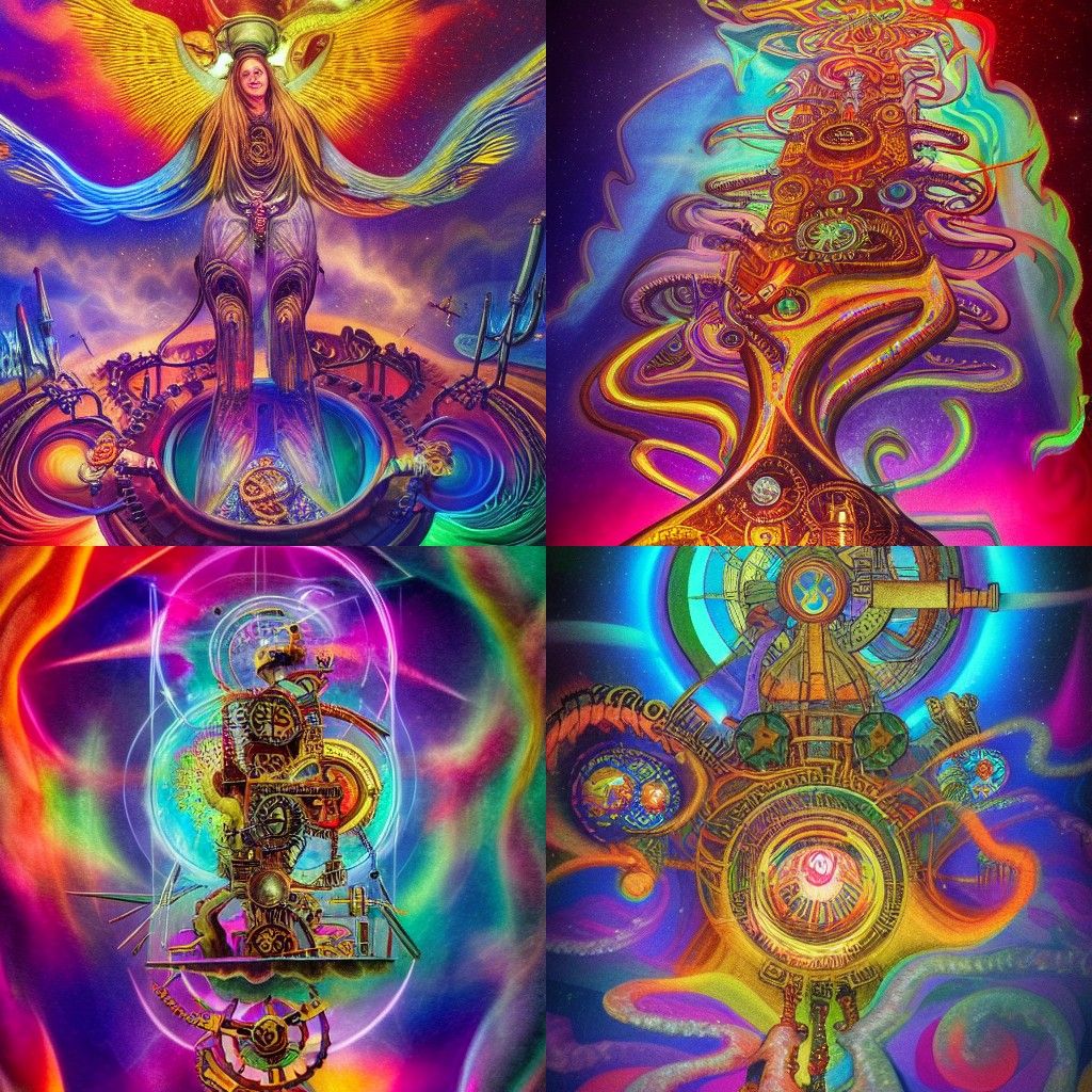 Revelations: Holographic Cosmic Steampunk Illustration
