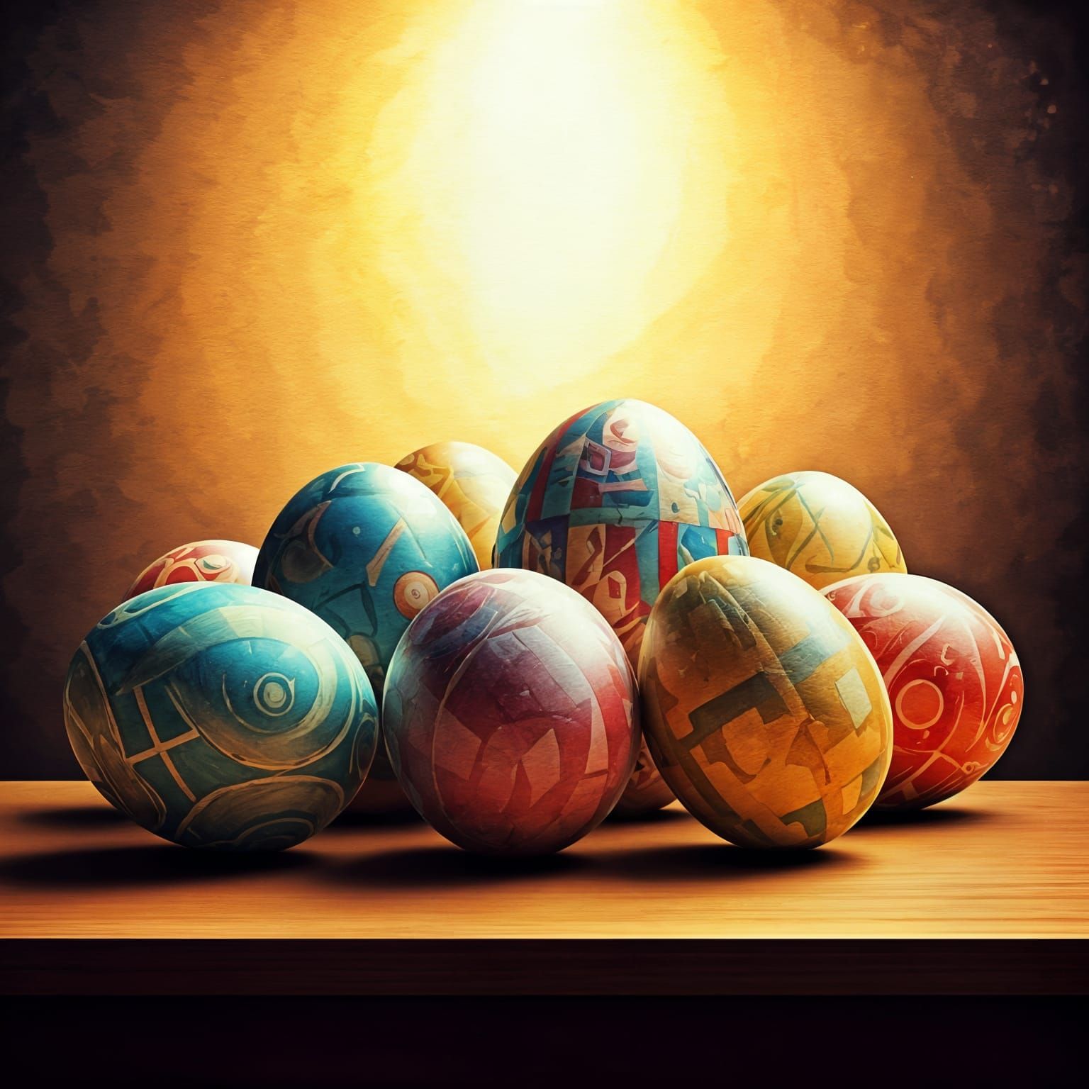 Vibrant Easter Egg Wonderland in Whimsical Watercolor