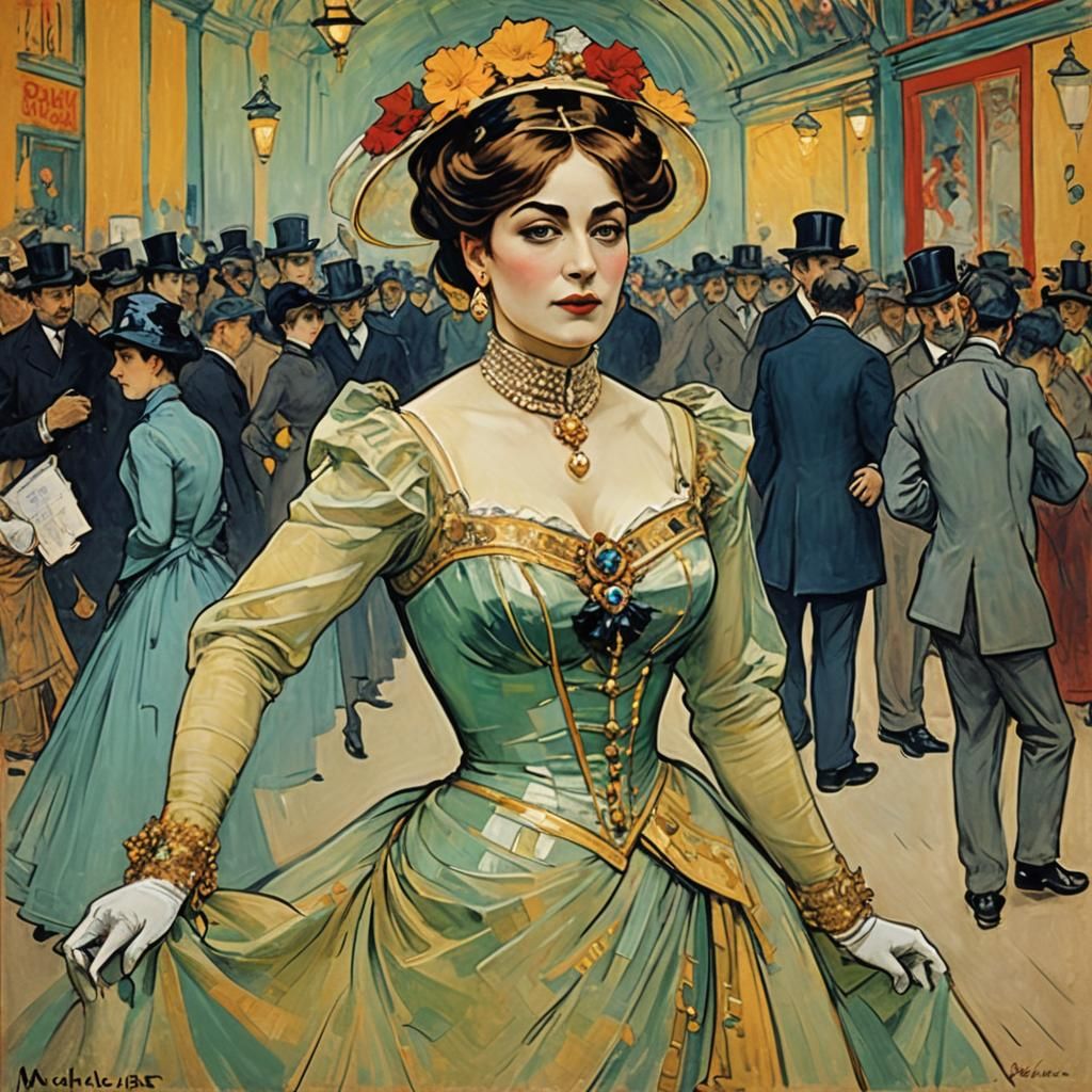 Mata Hari Portrait in Toulouse Lautrec Style